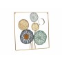 Wall Decoration Gift Decor Yellow Blue White Multicolour Golden Metal Crystal Flowers Mirror 45 x 45 x 2 cm (4 Units)