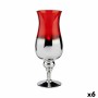 Bougeoir Gift Decor Rouge Argenté Verre 13 x 35 x 13 cm (6 Unités)