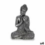 Figurine Décorative Gift Decor Argenté Argent Buda Assis 22 x 33 x 18 cm (4 Unités)