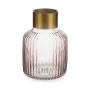 Vase Gift Decor Pink Golden Glass Stripes 14,5 x 22 x 14,5 cm (6 Units)