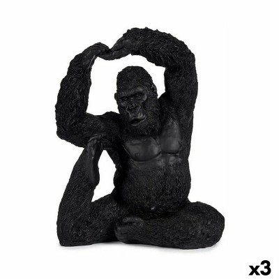 Decorative Figure Gift Decor Black Gorilla Yoga 15,2 x 31,5 x 26,5 cm (3 Units)