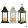 LED Lantern Gift Decor White Black Crystal Plastic 13,5 x 34,5 x 13,5 cm (12 Units)