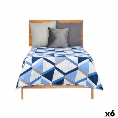 Reversible Bedspread Gift Decor Blue White 180 x 260 cm 260 x 0,3 x 180 cm (6 Units)