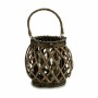 Candleholder Gift Decor Brown Grey wicker Glass 29,5 x 24 x 22 cm (6 Units)
