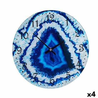 Horloge Murale Gift Decor Bleu Verre Marbre 30 x 4 x 30 cm (4 Unités)