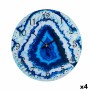 Horloge Murale Gift Decor Bleu Verre Marbre 30 x 4 x 30 cm (4 Unités)