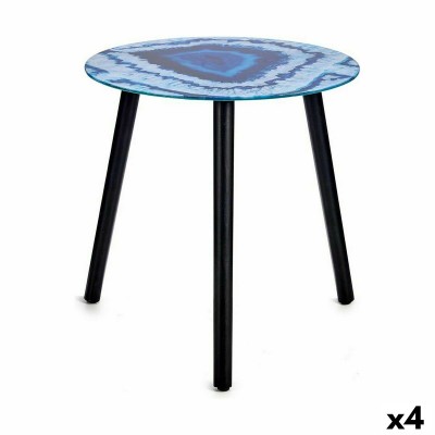 Table d'appoint Gift Decor Bleu Noir 40 x 41,5 x 40 cm Marbre (4 Unités)