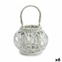 Candleholder Gift Decor White wicker Glass 30 x 19 x 25,5 cm (6 Units)