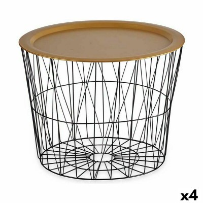Side table Gift Decor Black Golden 62 x 45,5 x 62 cm (4 Units)