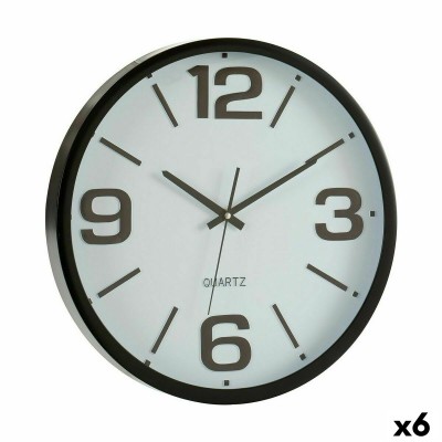 Wall Clock Gift Decor White Black Crystal Plastic 40 x 40 x 5 cm 40 x 5 x 40 cm (6 Units)