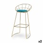Stool Gift Decor Blue Golden Polyester Iron 51 x 94 x 52 cm (2 Units)