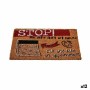 Doormat Gift Decor Stop Black Red Natural Coconut Fibre 40 x 1,5 x 60 cm (12 Units)