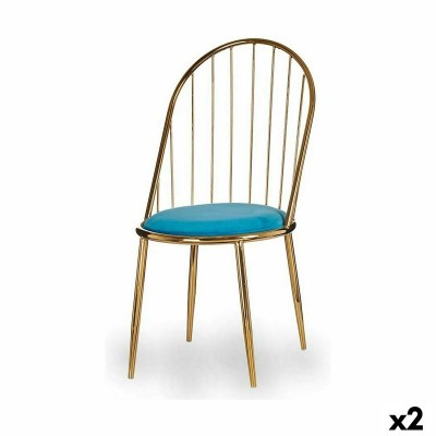 Chair Gift Decor Blue Golden Polyester Iron 48 x 95,5 x 48 cm Bars (2 Units)