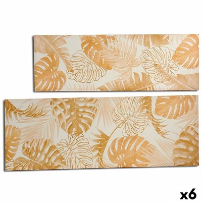Toile Gift Decor Doré Feuille d'une plante 135 x 45 x 1,5 cm (6 Unités)