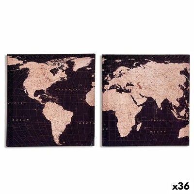 Toile Gift Decor Mappemonde 1,5 x 28 x 28 cm (36 Unités)