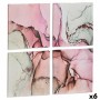 Canvas Gift Decor Canvas 35 x 7 x 35 cm Pink Marble (4 Pieces) (6 Units)