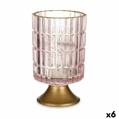 Lanterne à LED Gift Decor Rose Doré verre 10,7 x 18 x 10,7 cm (6 Unités)
