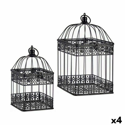 Cage décorative Gift Decor Noir 18 x 35 x 18 cm 14 x 14 x 29 cm Lot (4 Unités)