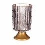 LED Lantern Gift Decor Grey Golden Glass 10,7 x 18 x 10,7 cm (6 Units)