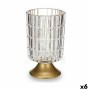 LED Lantern Gift Decor Transparent Golden Glass 10,7 x 18 x 10,7 cm (6 Units)