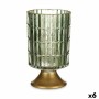 LED Lantern Gift Decor Green Golden Glass 10,7 x 18 x 10,7 cm (6 Units)