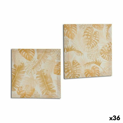 Toile Gift Decor Doré Feuille d'une plante 28 x 28 x 1,5 cm (36 Unités)