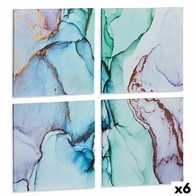 Canvas Gift Decor Canvas 35 x 7 x 35 cm Marble Blue (6 Units)