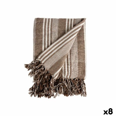 Multipurpose throw Gift Decor White Beige 235 x 205 cm Stripes (8 Units)