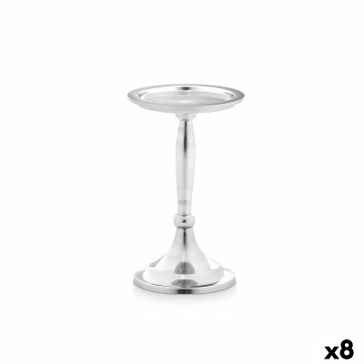 Candle Holder Gift Decor Silver Aluminium 11 x 12,5 x 11 cm 10 x 17 x 8,5 cm (8 Units)