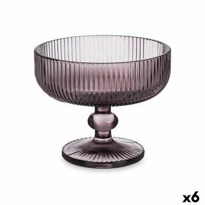 Coupe de glaces et de milkshakes Vivalto Gris Rose verre 310 ml Rayures (6 Unités)