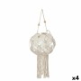 Lantern Gift Decor White Cotton Crystal Macrame 23 x 24 x 23 cm (4 Units)