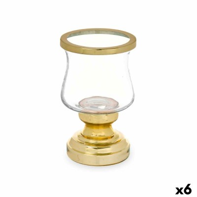 Candleholder Gift Decor Golden Crystal Steel 12 x 19,5 x 12 cm Wineglass (6 Units)