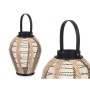 Lanterne Gift Decor Noir Beige Bois Tissu verre Lanterne 25 x 30 x 25 cm Avec poignée (2 Unités)