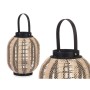 Lanterne Gift Decor Noir Beige Bois Tissu verre Lanterne 27 x 32 x 27 cm Avec poignée (2 Unités)