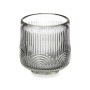 Candleholder Gift Decor Grey Crystal 7,5 x 7,8 x 7,5 cm Stripes (12 Units)
