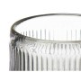 Candleholder Gift Decor Grey Crystal 7,5 x 7,8 x 7,5 cm Stripes (12 Units)
