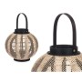 Lantern Gift Decor Black Beige Wood Cloth Glass Lantern 30 x 30 x 30 cm With handle (2 Units)