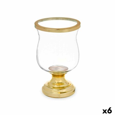 Bougeoir Gift Decor Doré Verre Acier 15,5 x 26 x 15,5 cm (6 Unités)