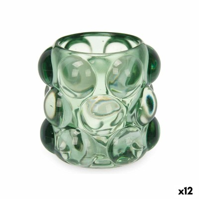 Candleholder Gift Decor Green Crystal 8,4 x 9 x 8,4 cm Microbeads (12 Units)