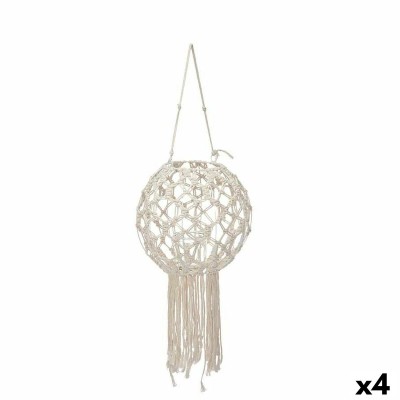 Lanterne Gift Decor Blanc Coton Verre Macramé 25 x 27 x 25 cm (4 Unités)
