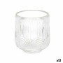 Bougeoir Gift Decor Transparent Verre 9 x 9,5 x 9 cm Rayures (12 Unités)