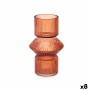 Vase Gift Decor Orange Tuile Verre Rayures 9,5 x 16,5 x 9,5 cm 10,5 x 17,5 x 10,5 cm (8 Unités)