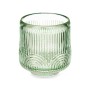Candleholder Gift Decor Green Crystal 7,5 x 7,8 x 7,5 cm Stripes (12 Units)