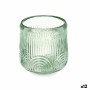 Bougeoir Gift Decor Vert Verre 9 x 9,5 x 9 cm Rayures (12 Unités)