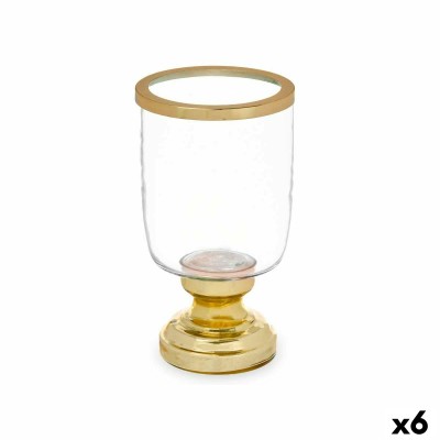Bougeoir Gift Decor Doré Verre Acier 12 x 24,5 x 12 cm (6 Unités)