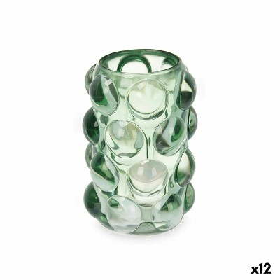 Candleholder Gift Decor Green Crystal 8,4 x 12,5 x 8,4 cm Microbeads (12 Units)