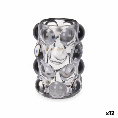 Bougeoir Gift Decor Gris Verre 8,4 x 12,5 x 8,4 cm Microsphères (12 Unités)