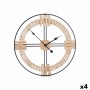 Horloge Murale Gift Decor Noir Bois Métal Bois MDF 60 x 60 x 5 cm (4 Unités)