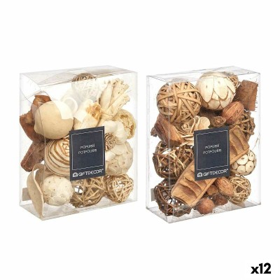Pot-pourri décoratif Gift Decor Blanc Marron 16 x 21 x 7 cm 16 x 21 x 7,5 cm (12 Unités)