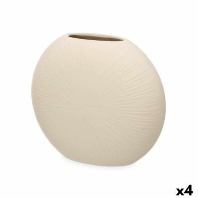Vase Gift Decor Beige Ceramic Circular 29 x 26 x 11 cm (4 Units)